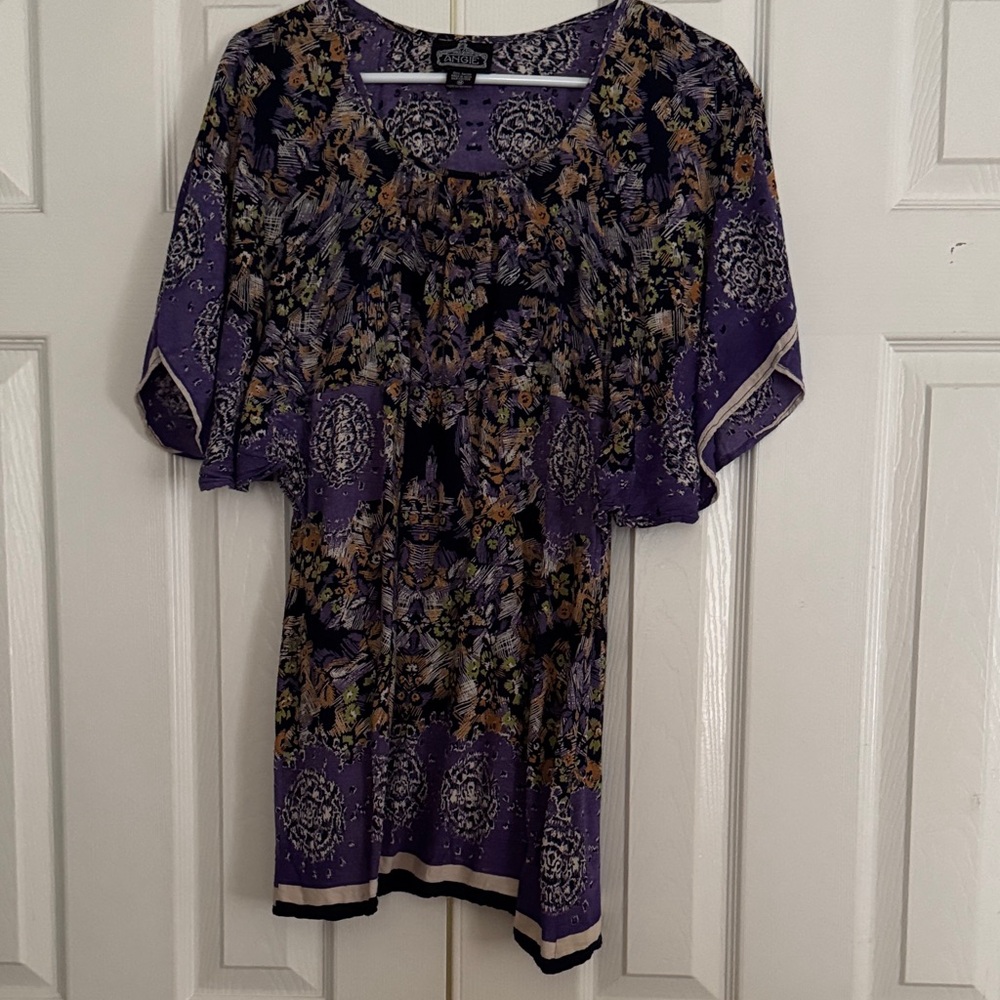 Cato Purple Floral & Medallion Print Mini  Dress